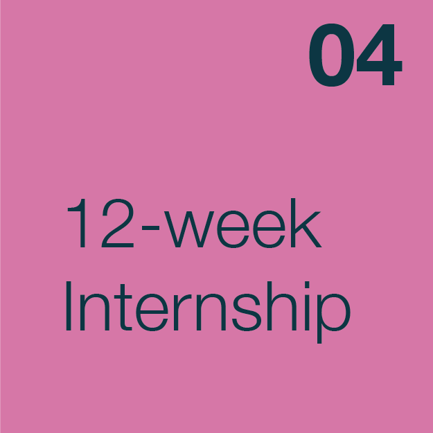 pink square with 04 in top RH corner and the words, 12-week internship